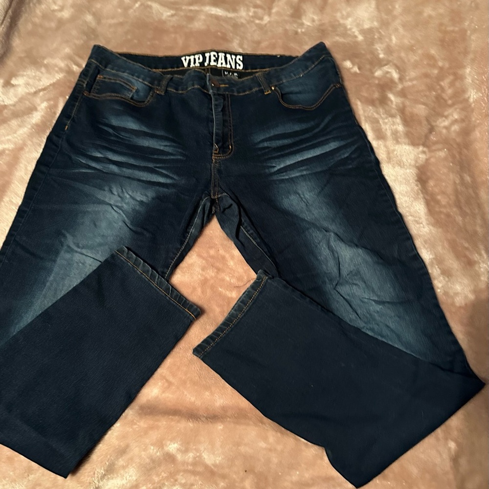 VIP Blue Relaxed Jeans with Subtle Fading
